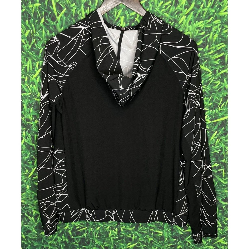 Fabletics Jiae Women's Large Lightweight Hooded Black White Windbreaker Jacket - Picture 3 of 5